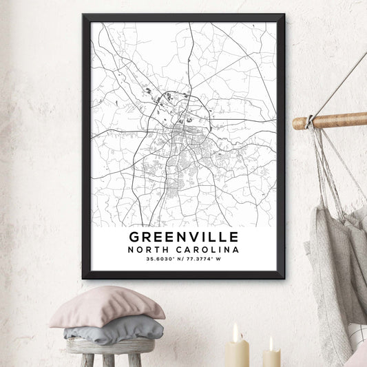 Greenville,North-Carolina Map Print