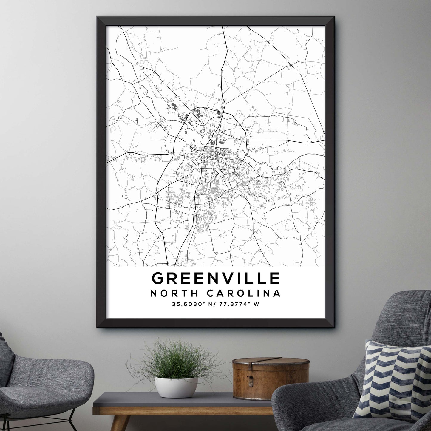 Greenville,North-Carolina Map Print