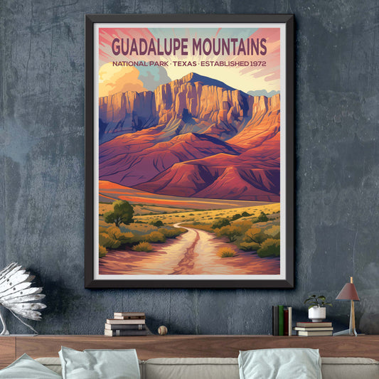 Guadalupe Mountains National Park Illustration - Southwestern Desert Landscape Art Print