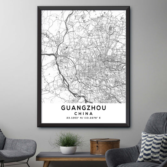 Guangzhou,China Map Print