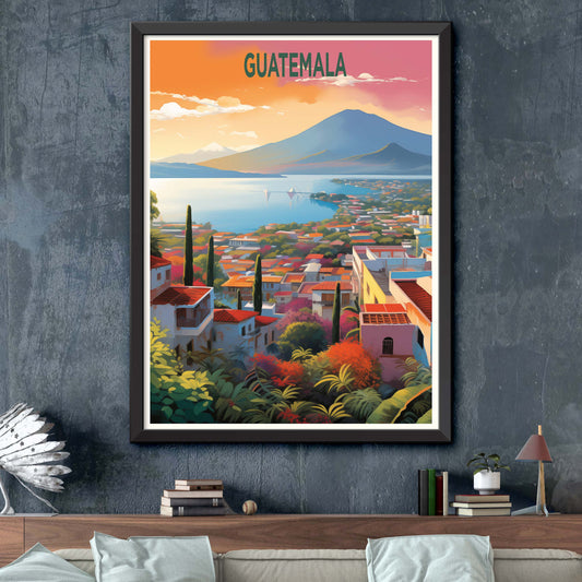 Guatemala Poster - Guatemala Print - Guatemala Wall Decor - Guatemala Illustration Print