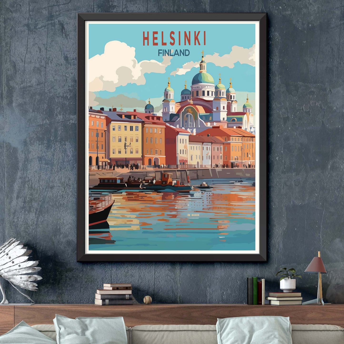 Helsinki Travel Poster, Finland Wall Art, Helsinki Cathedral Poster,