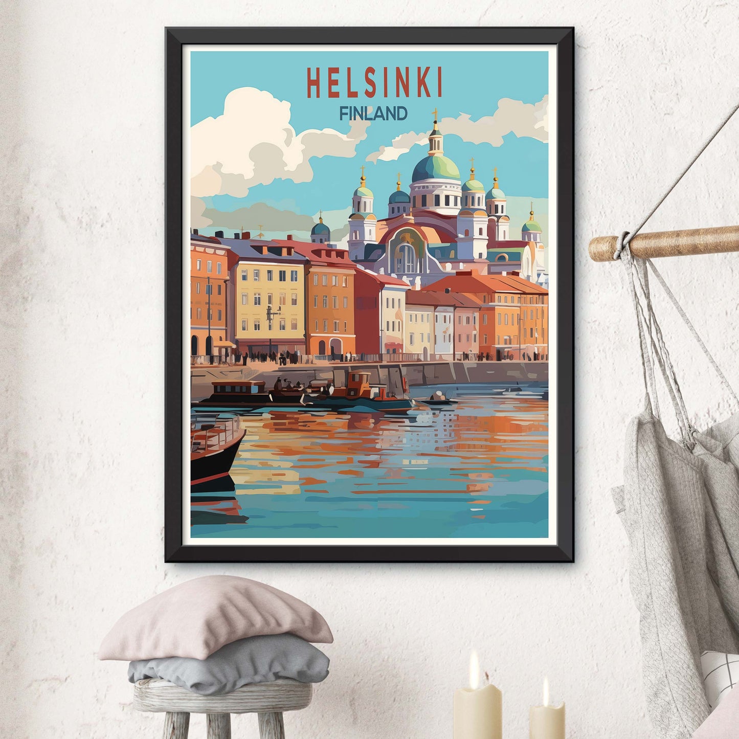 Helsinki Travel Poster, Finland Wall Art, Helsinki Cathedral Poster,