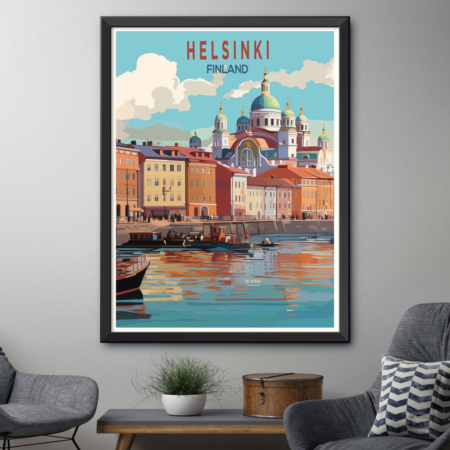 Helsinki Travel Poster, Finland Wall Art, Helsinki Cathedral Poster,