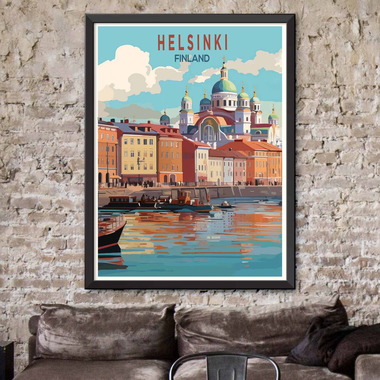 Helsinki Travel Poster, Finland Wall Art, Helsinki Cathedral Poster,