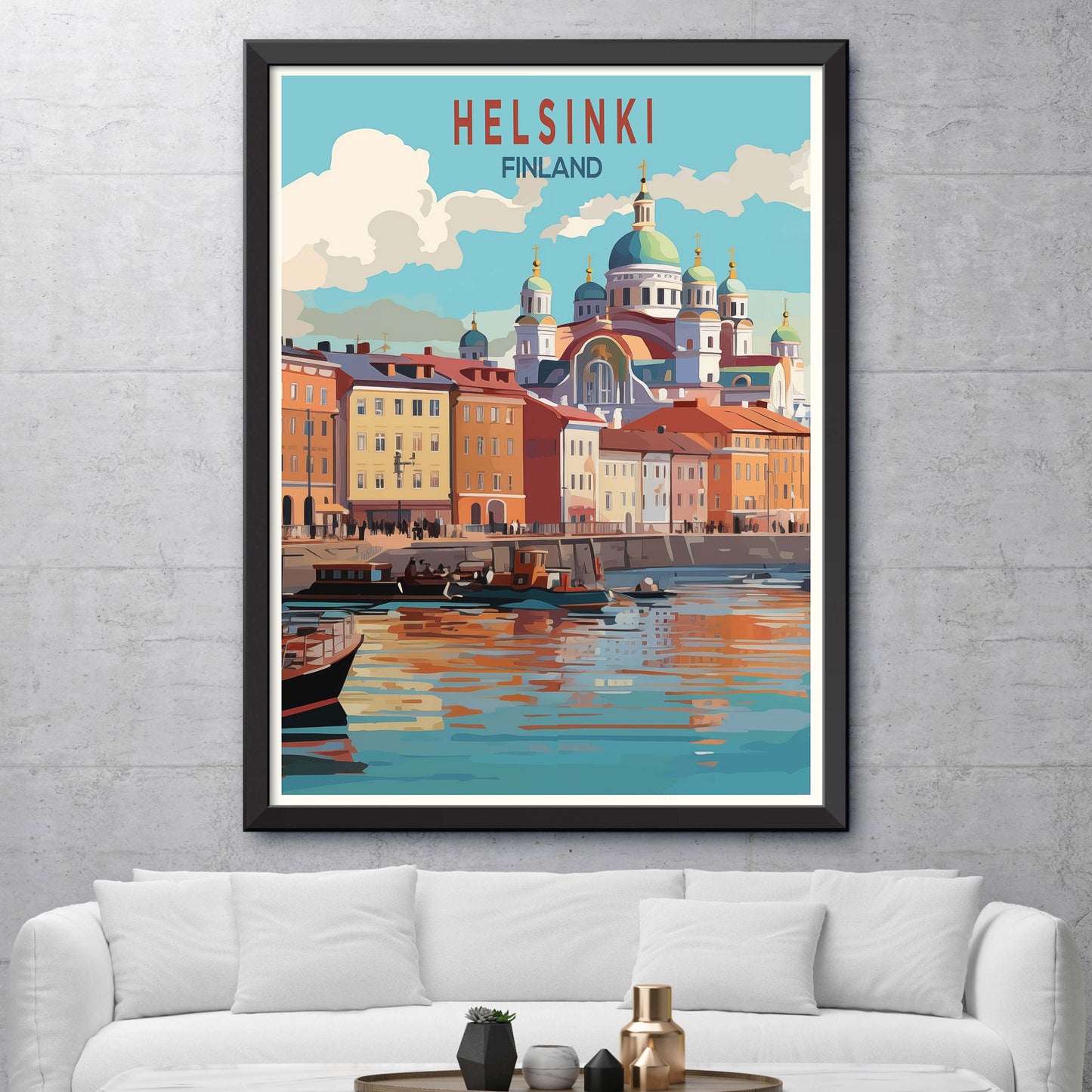 Helsinki Travel Poster, Finland Wall Art, Helsinki Cathedral Poster,