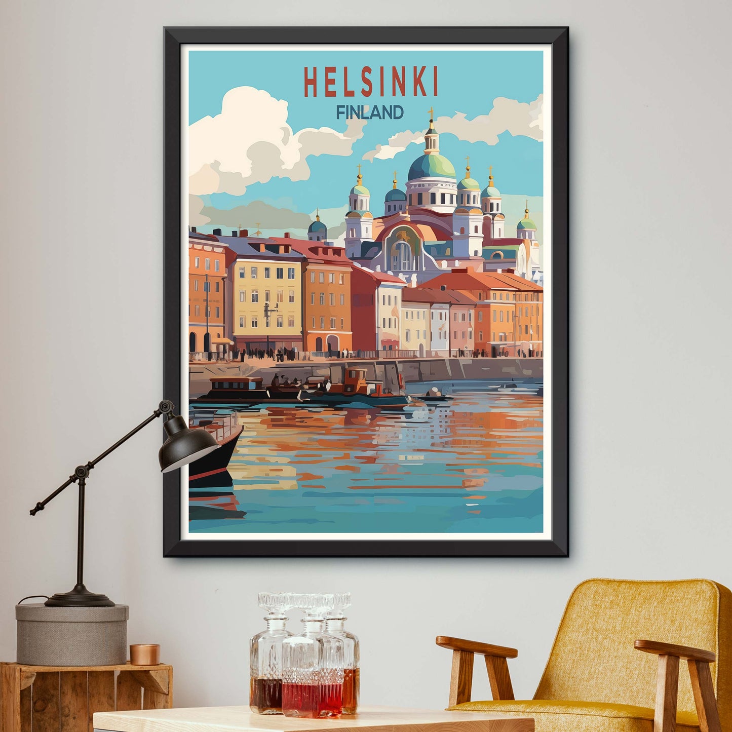 Helsinki Travel Poster, Finland Wall Art, Helsinki Cathedral Poster,