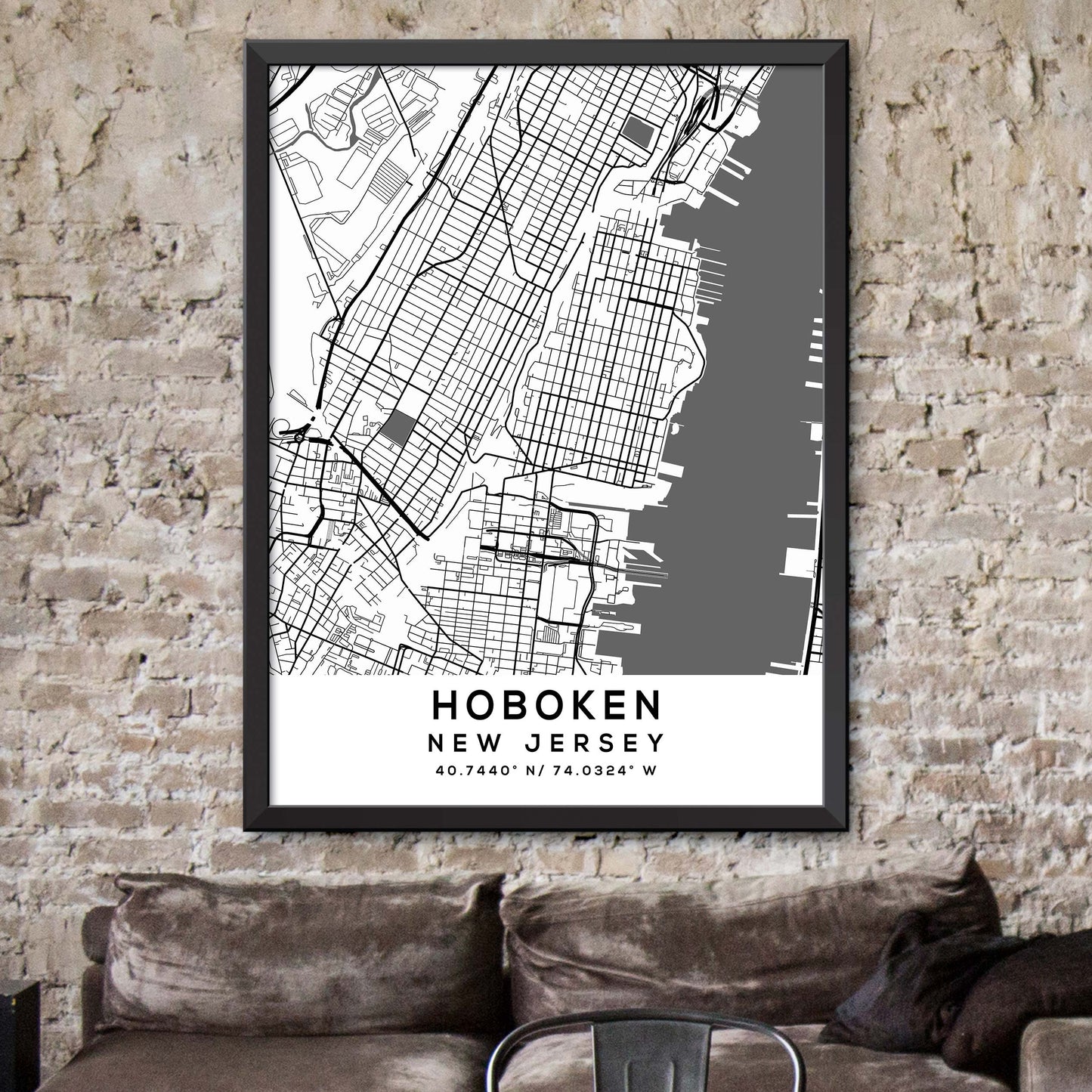 Hoboken,New-Jersey Map Print