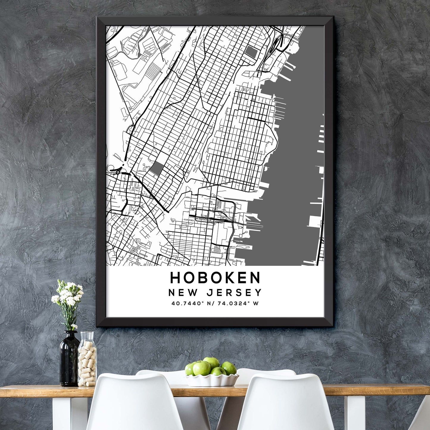 Hoboken,New-Jersey Map Print