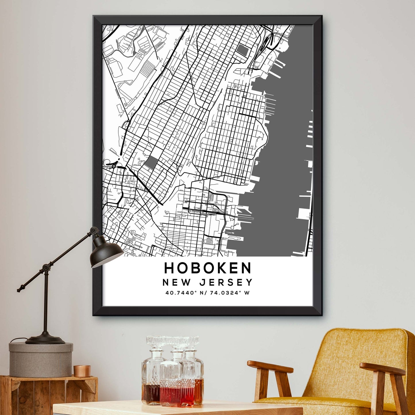 Hoboken,New-Jersey Map Print