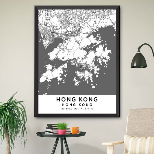 Hong-Kong,Hong-Kong Map Print