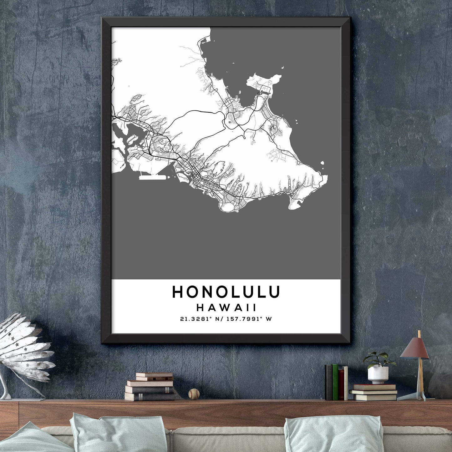 Honolulu,Hawaii Map Print