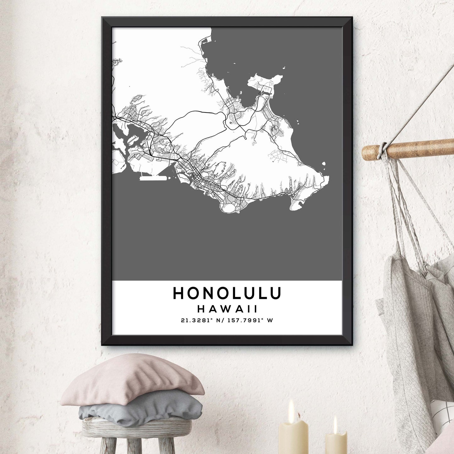 Honolulu,Hawaii Map Print