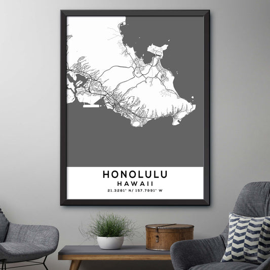 Honolulu,Hawaii Map Print