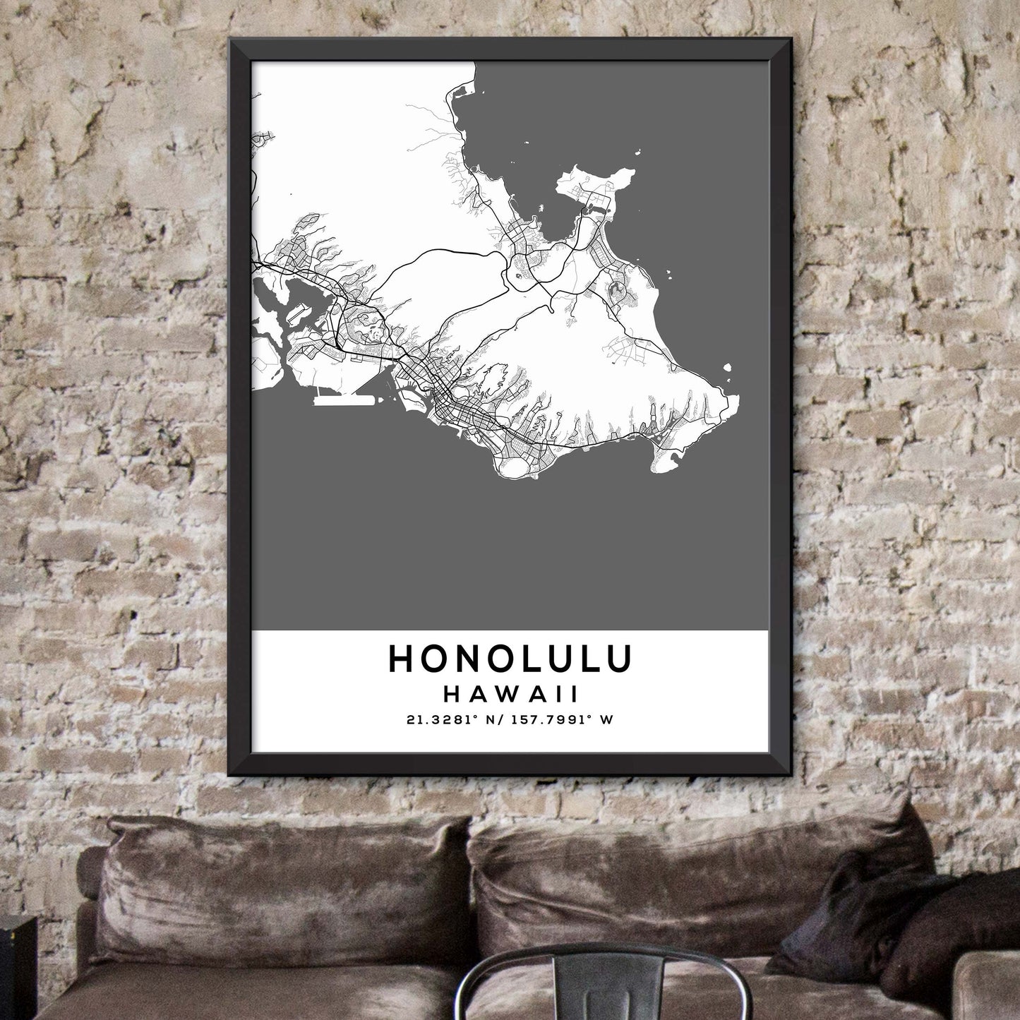 Honolulu,Hawaii Map Print