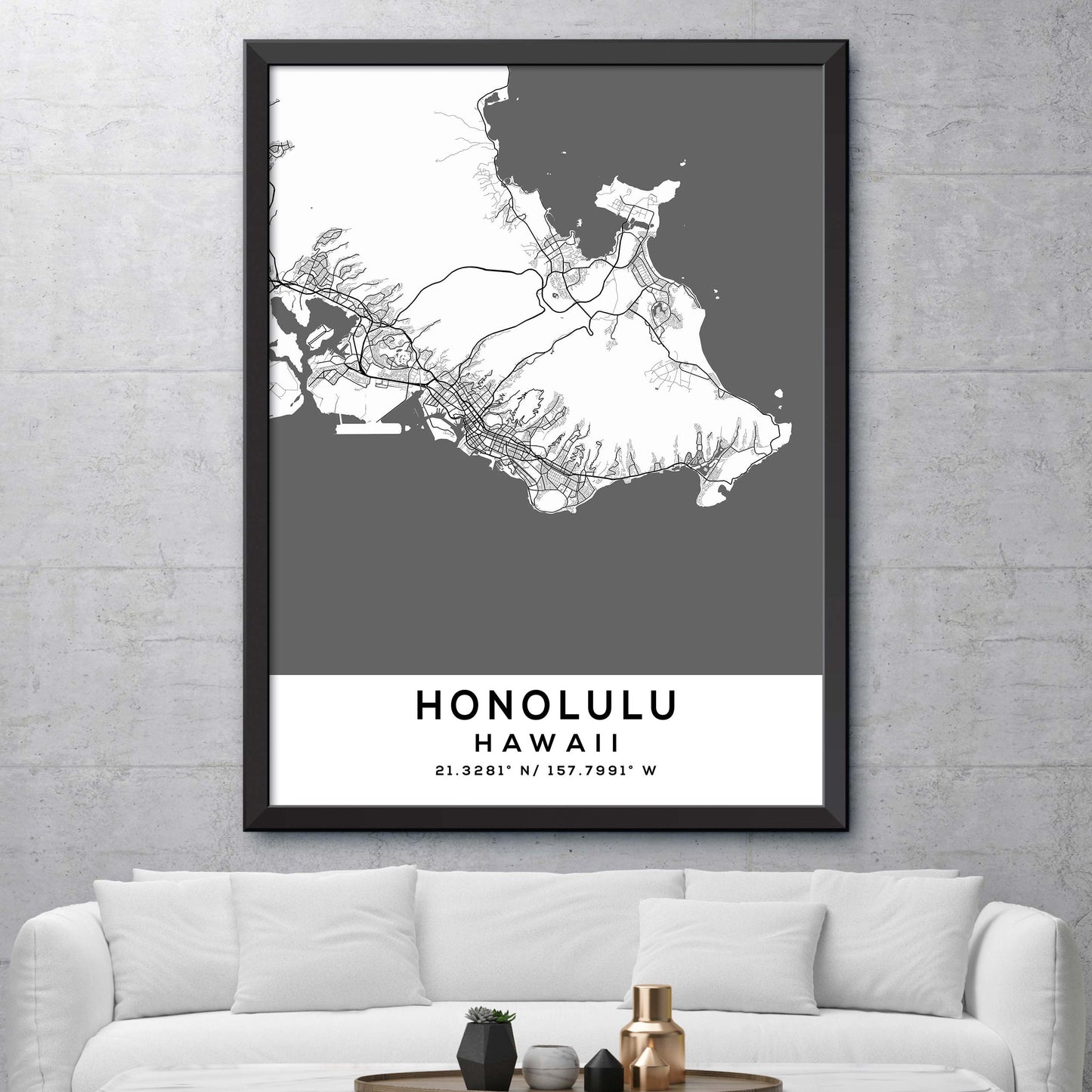 Honolulu,Hawaii Map Print