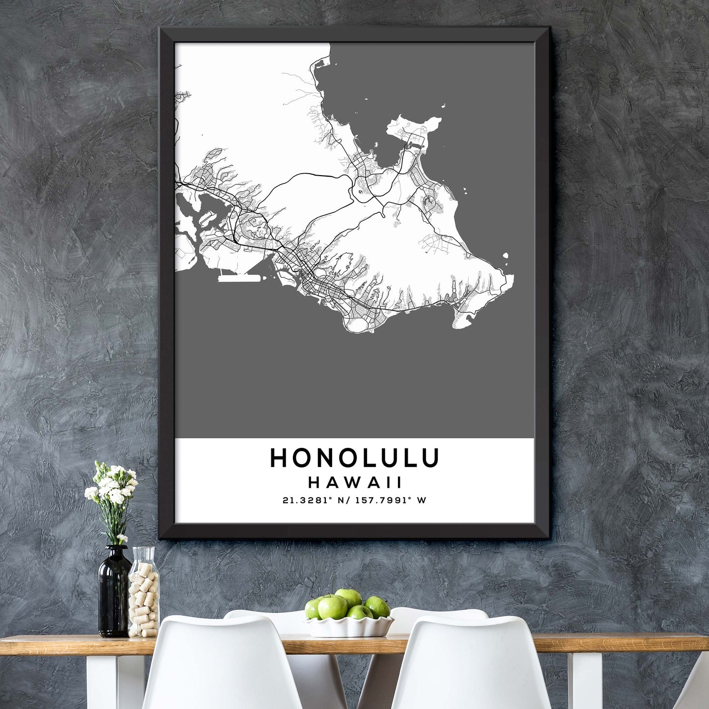 Honolulu,Hawaii Map Print