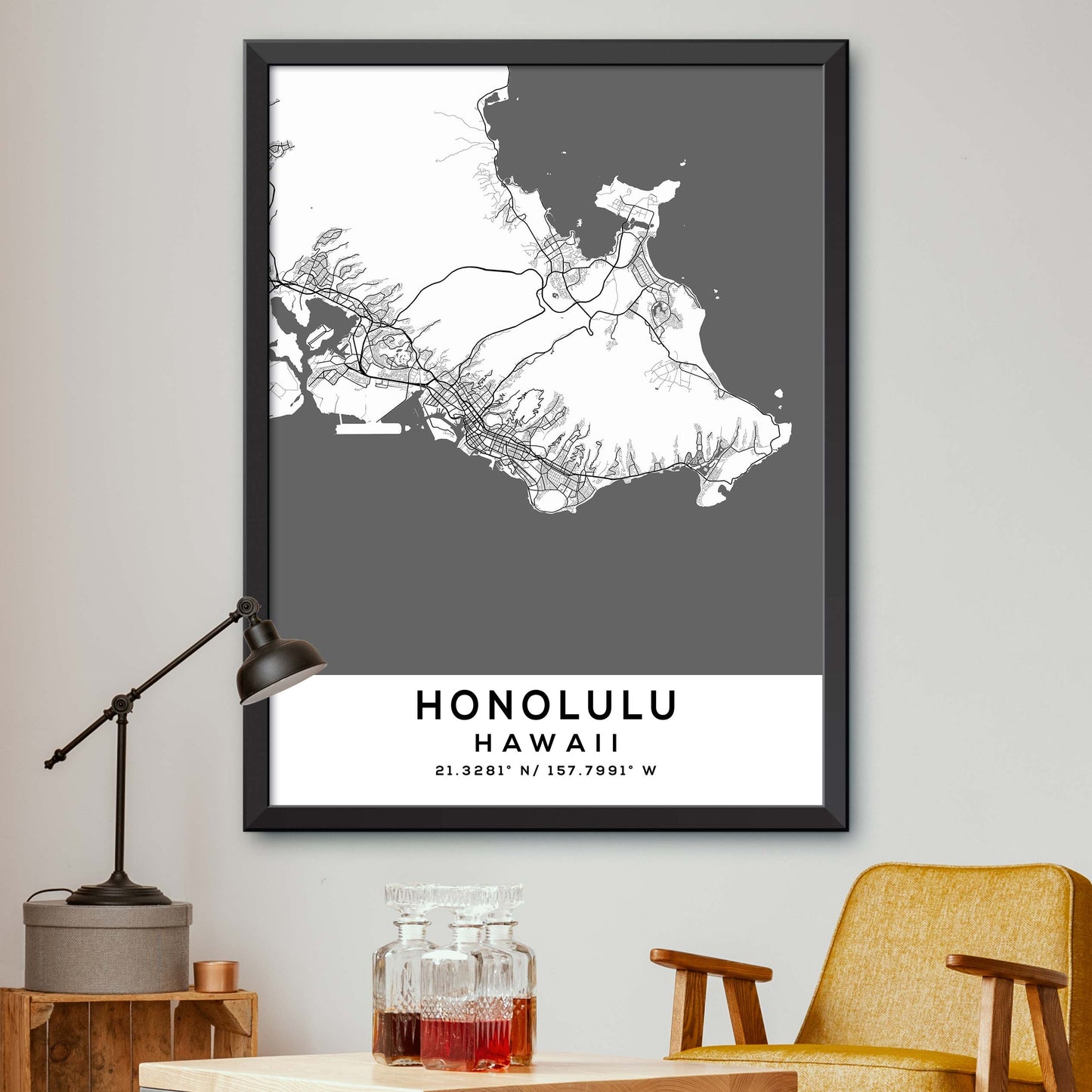 Honolulu,Hawaii Map Print