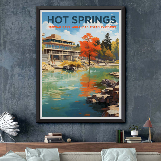 Hot Springs National Park Travel Poster | Hot Springs Arkansas