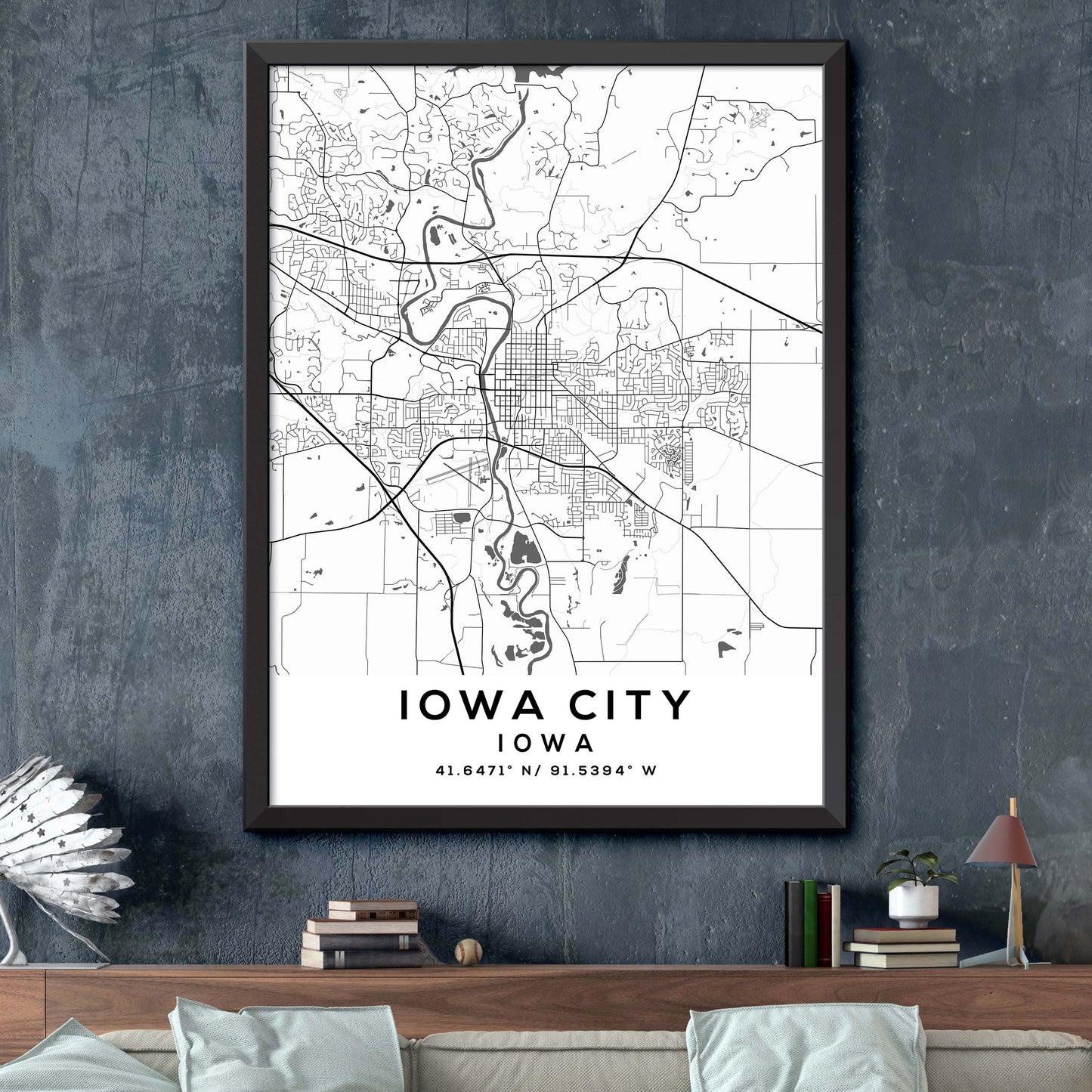 Iowa-City,Iowa Map Print