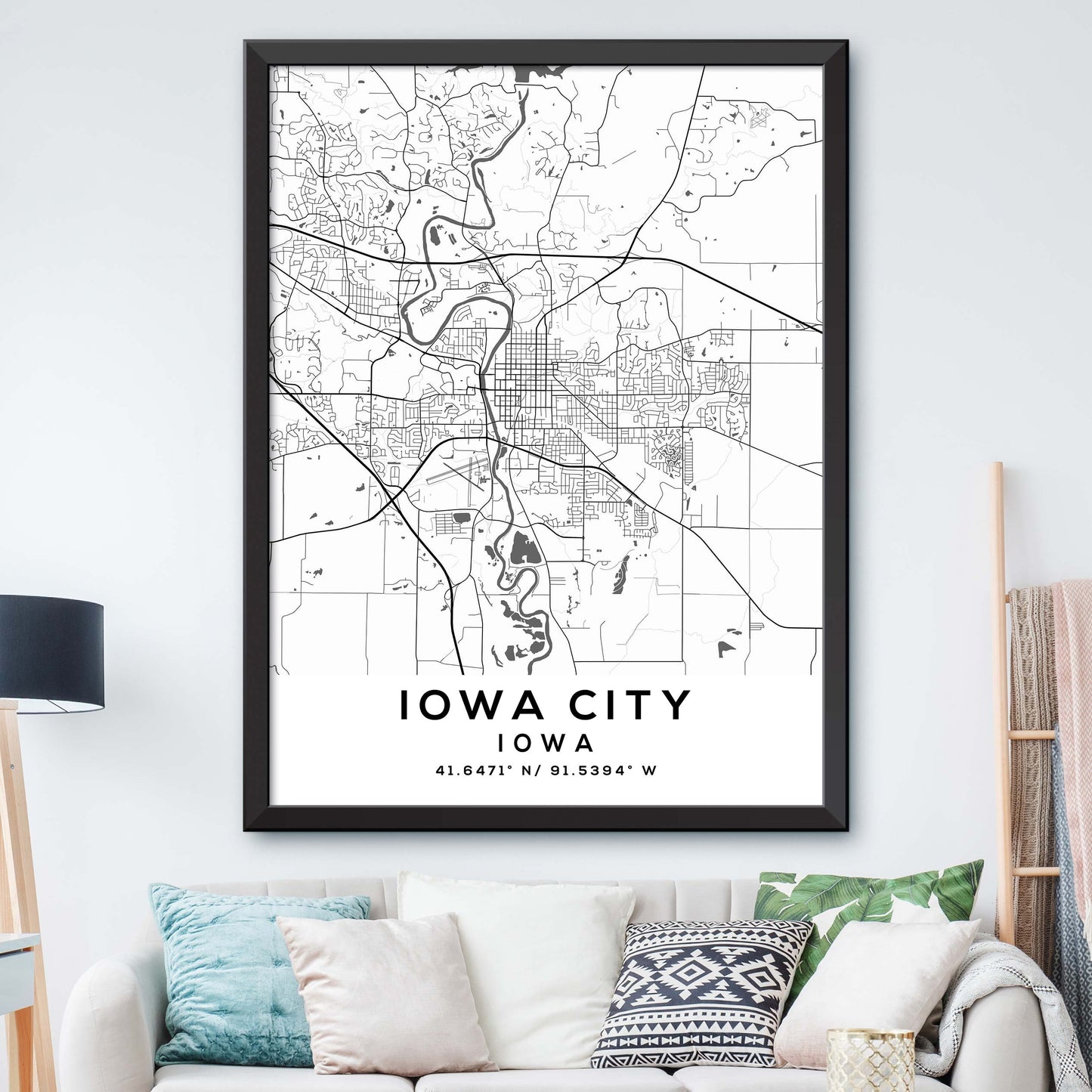 Iowa-City,Iowa Map Print