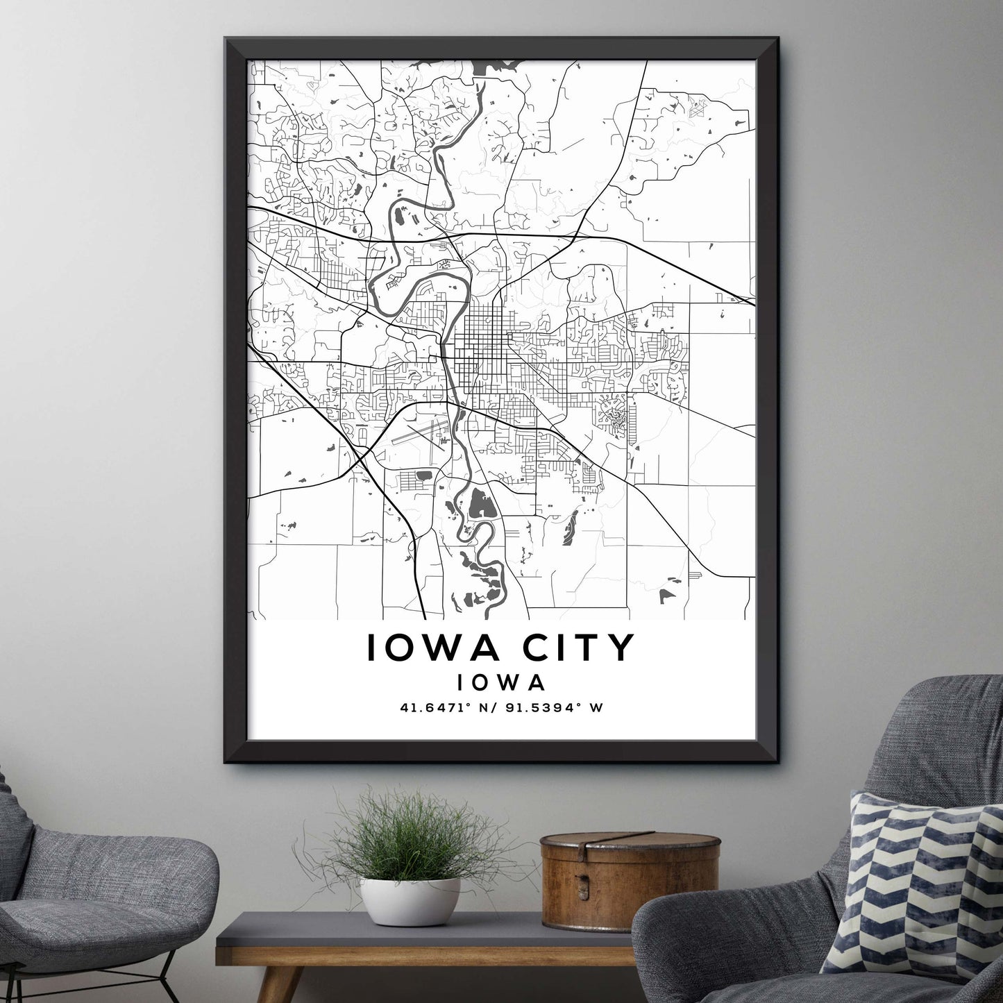 Iowa-City,Iowa Map Print