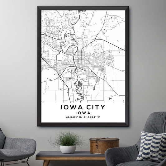 Iowa-City,Iowa Map Print