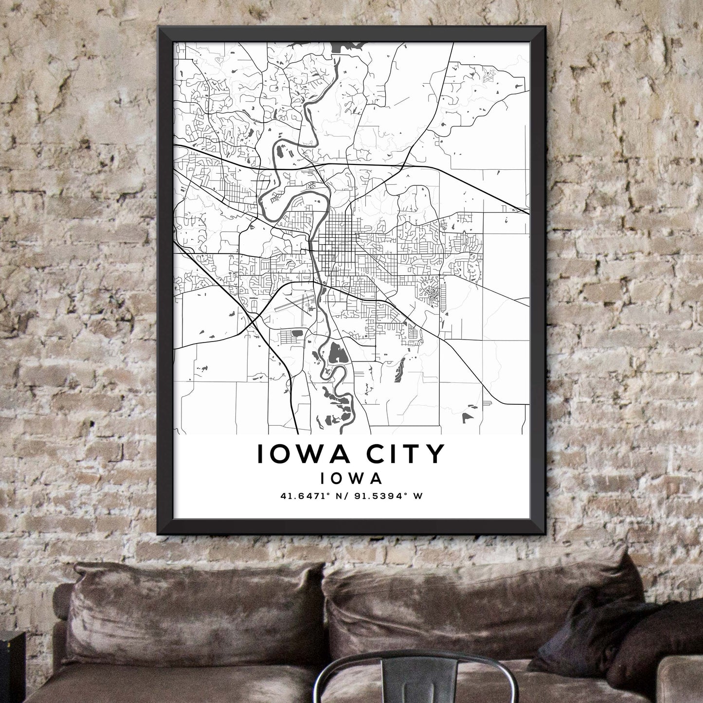 Iowa-City,Iowa Map Print