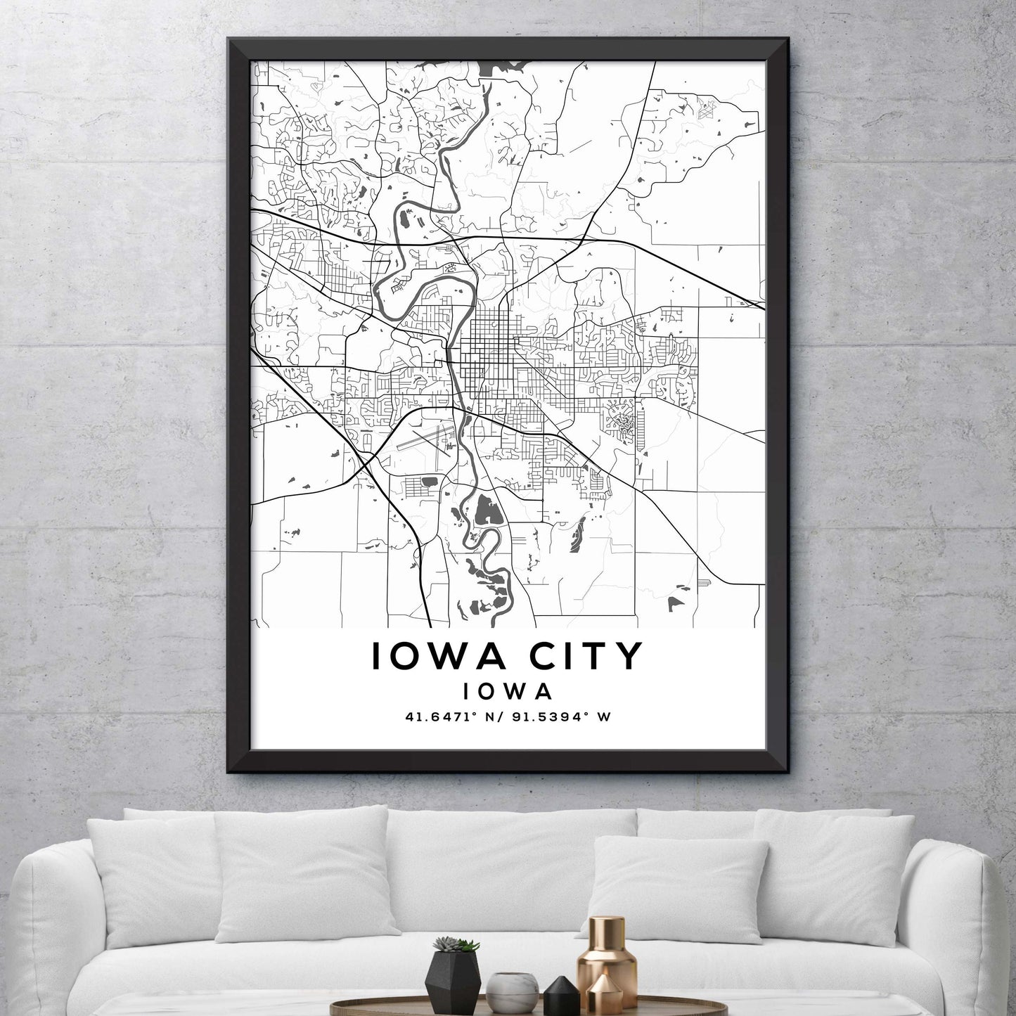 Iowa-City,Iowa Map Print