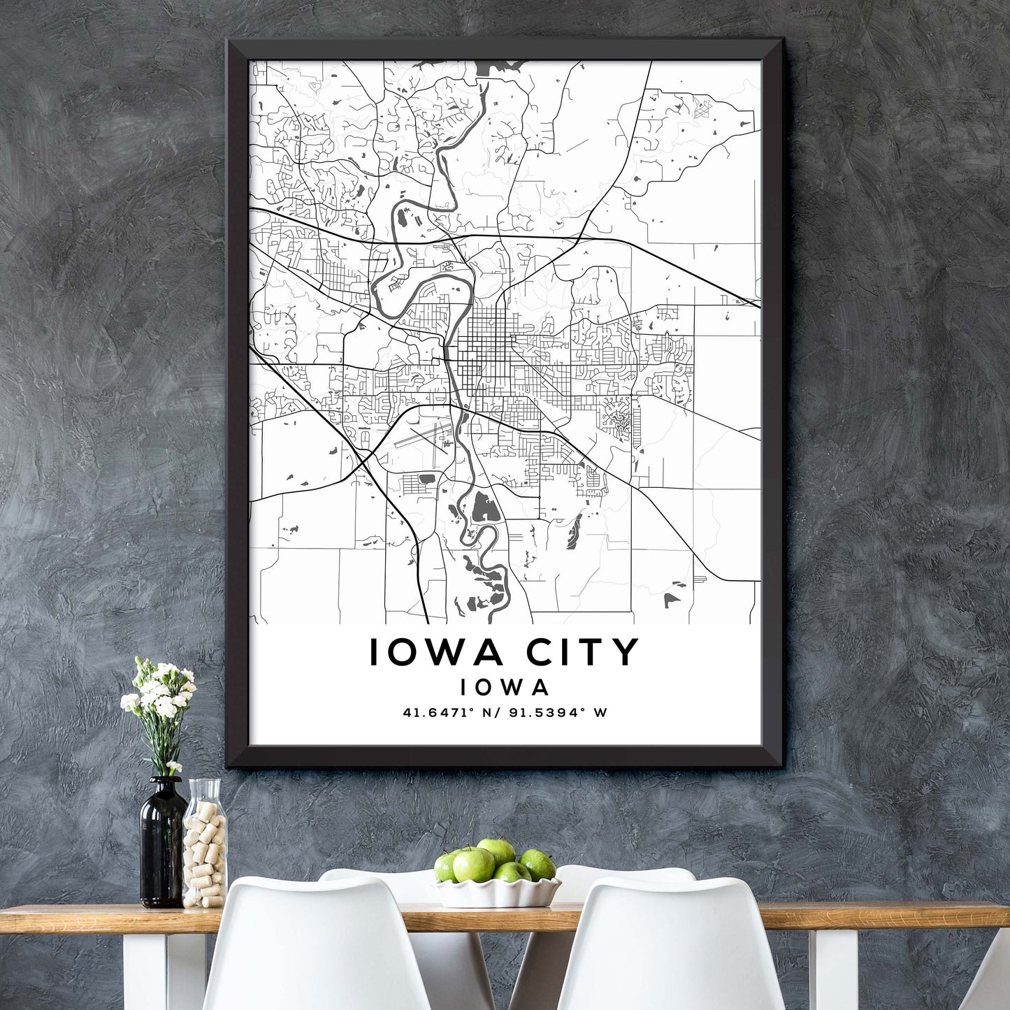 Iowa-City,Iowa Map Print