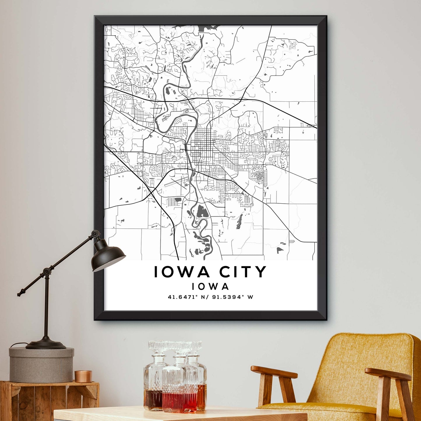 Iowa-City,Iowa Map Print