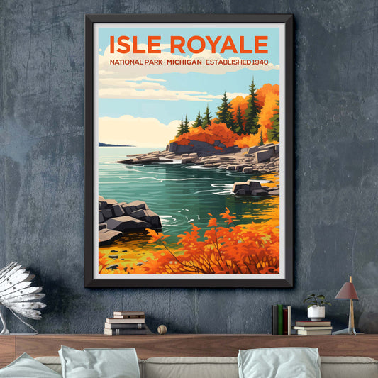 Isle Royale National Park Travel Poster with Vibrant Colors