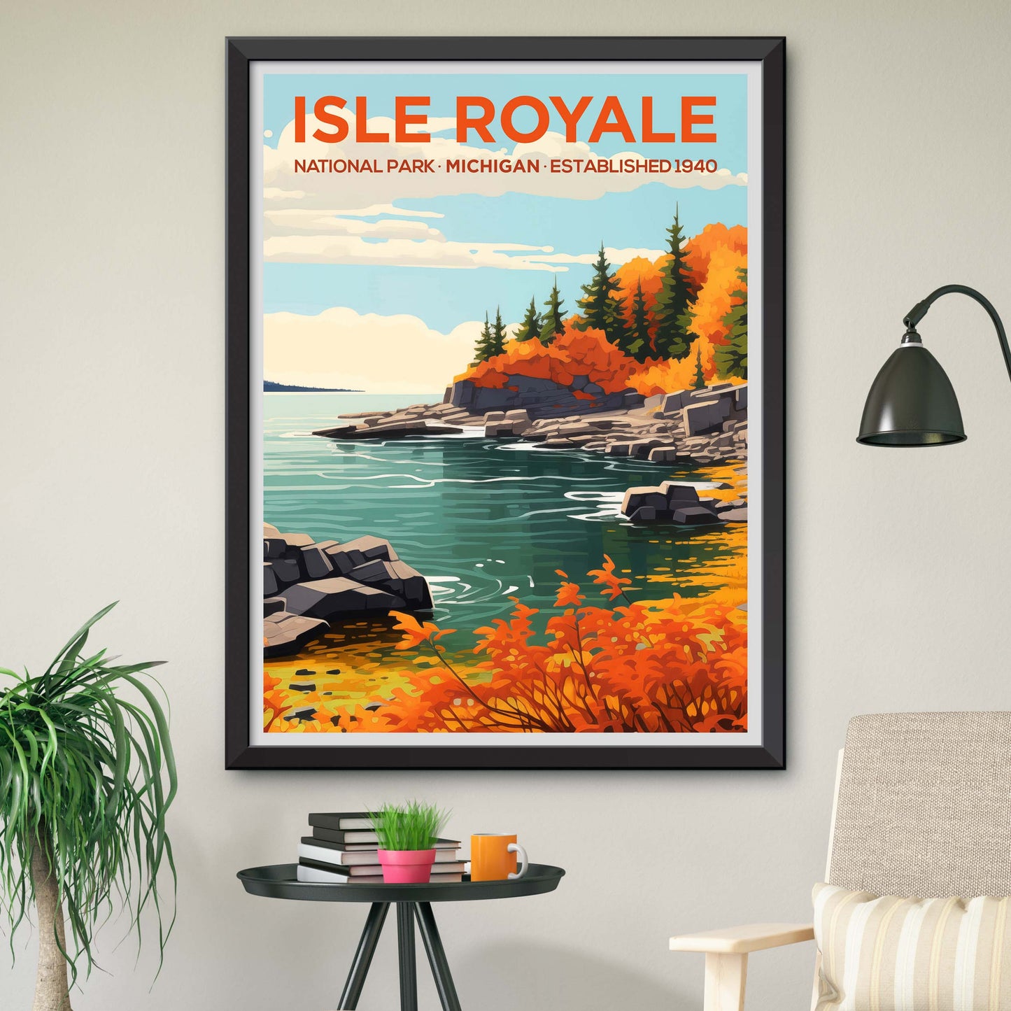 Isle Royale National Park Travel Poster with Vibrant Colors