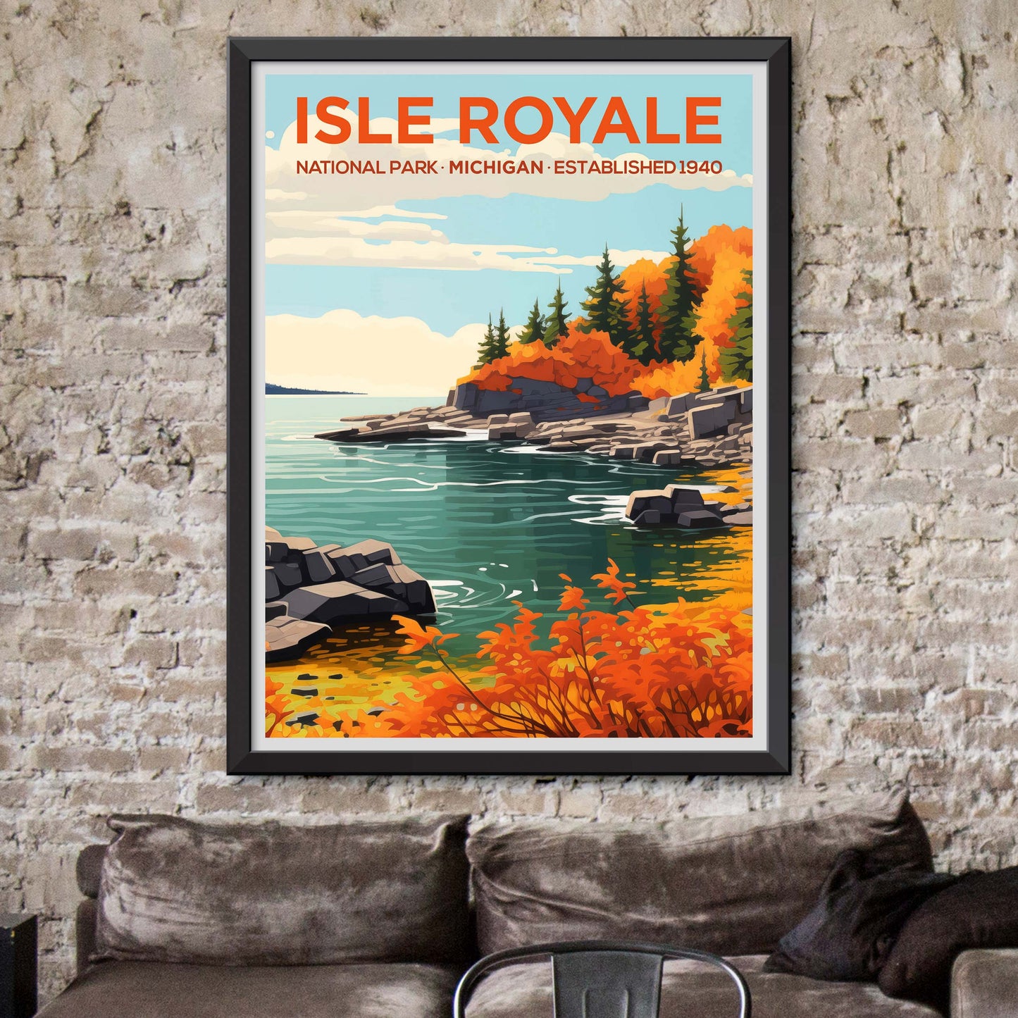 Isle Royale National Park Travel Poster with Vibrant Colors
