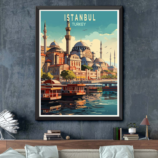 Istanbul City Travel Print, Istanbul Turkey Travel Poster Print