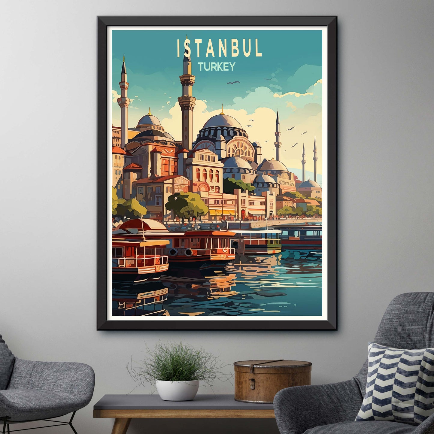 Istanbul City Travel Print, Istanbul Turkey Travel Poster Print