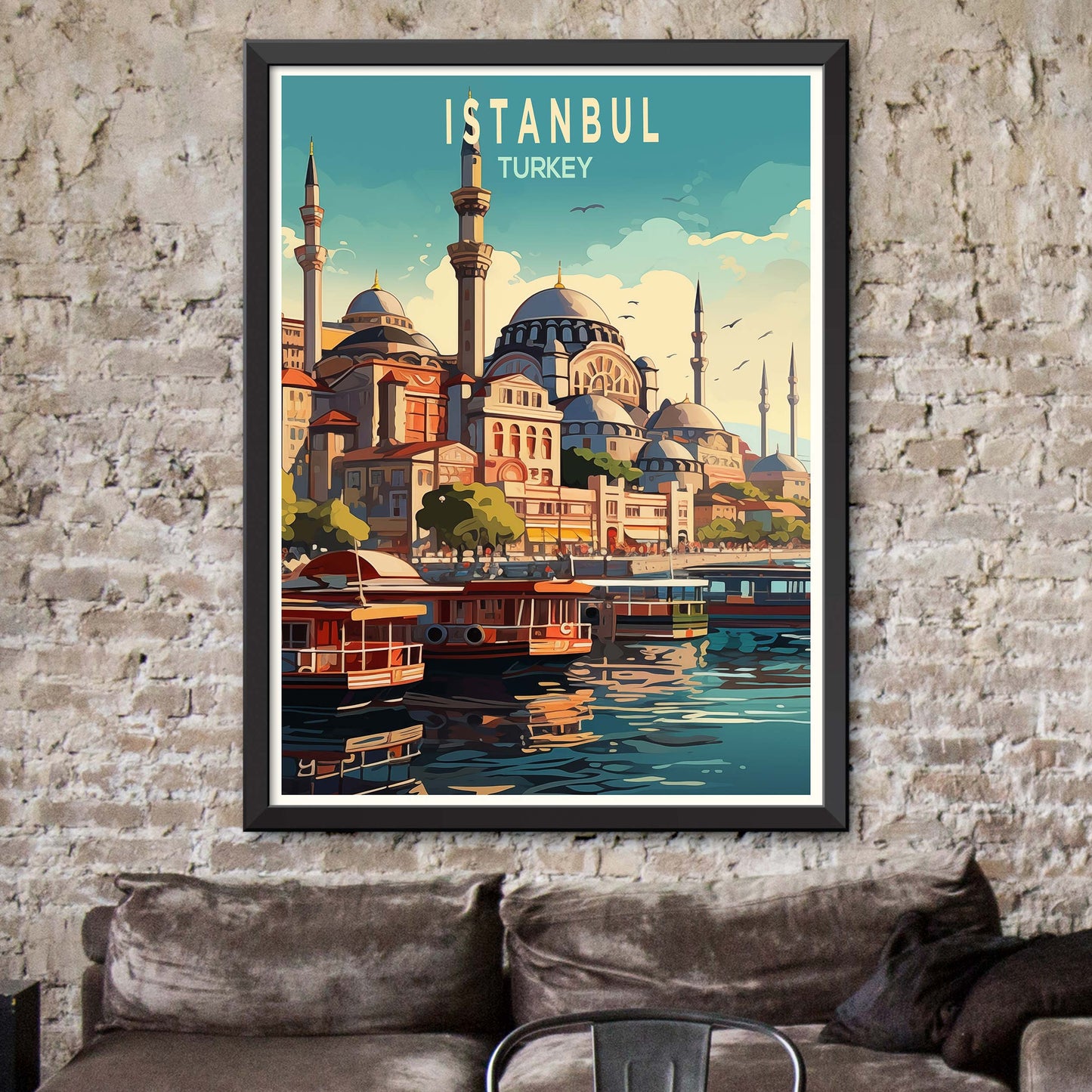 Istanbul City Travel Print, Istanbul Turkey Travel Poster Print