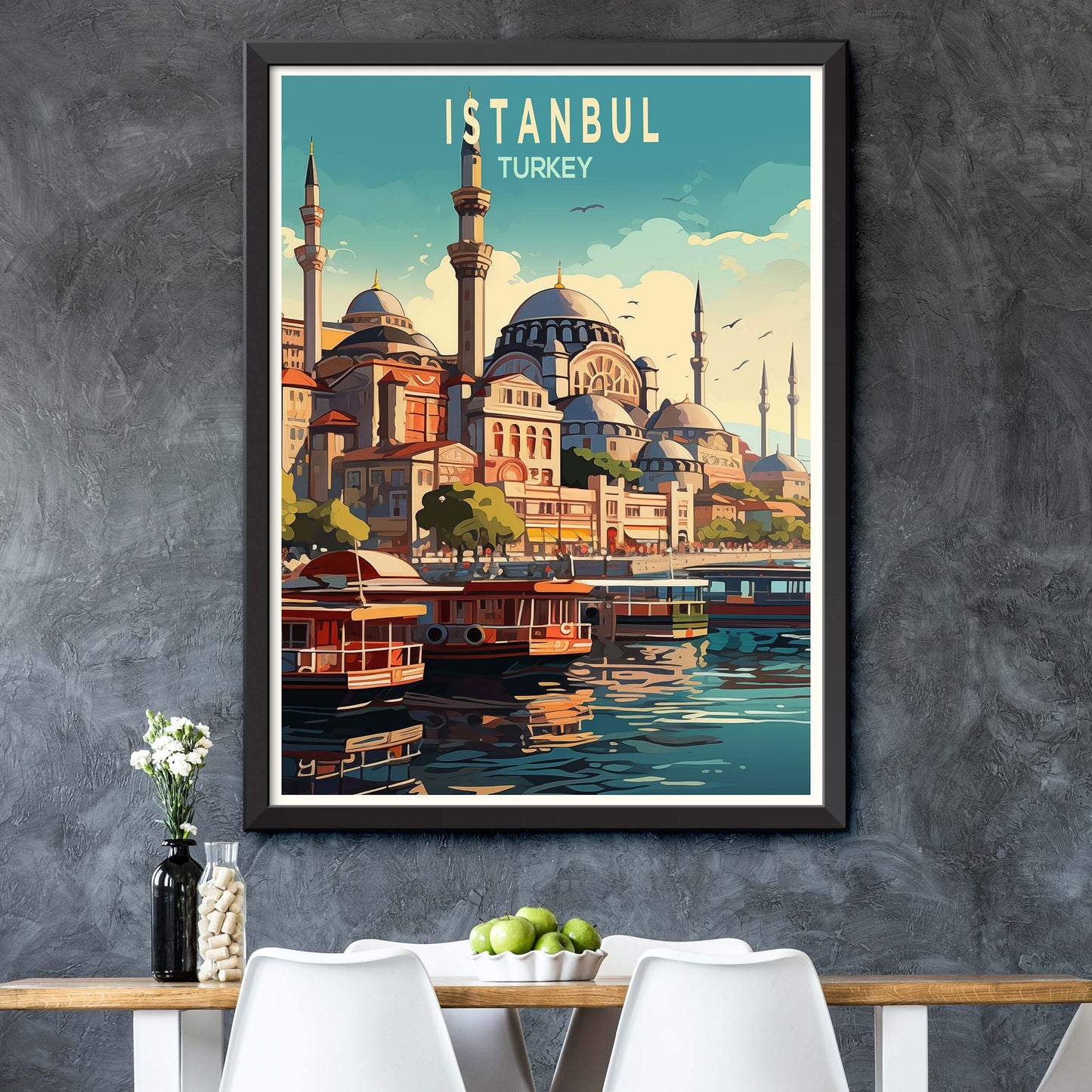 Istanbul City Travel Print, Istanbul Turkey Travel Poster Print