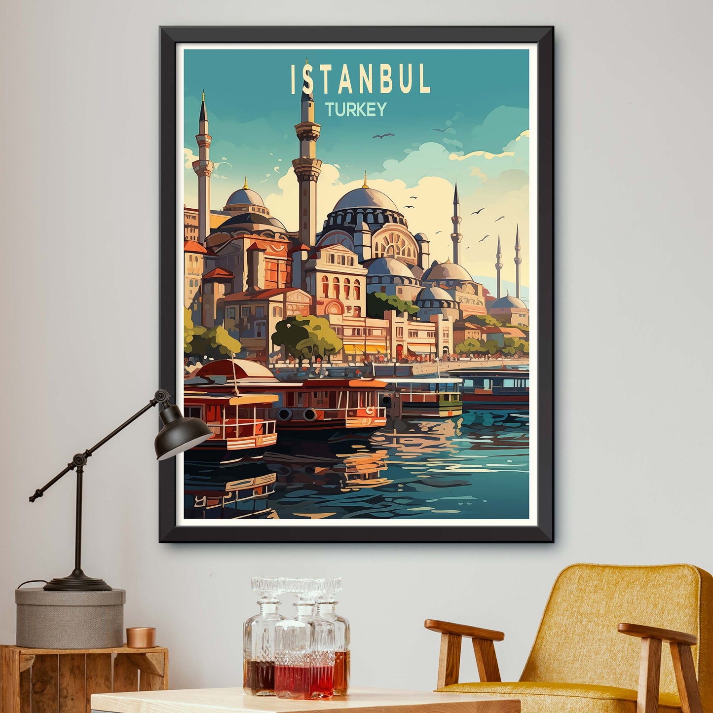 Istanbul City Travel Print, Istanbul Turkey Travel Poster Print