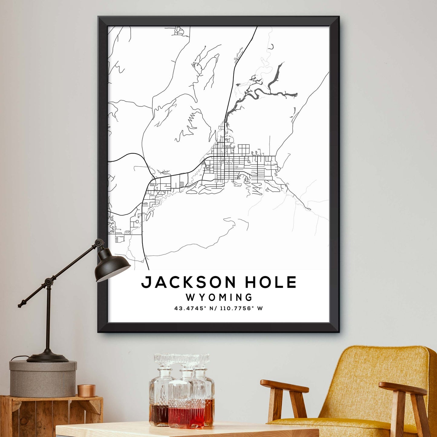 Jackson-Hole,Wyoming Map Print