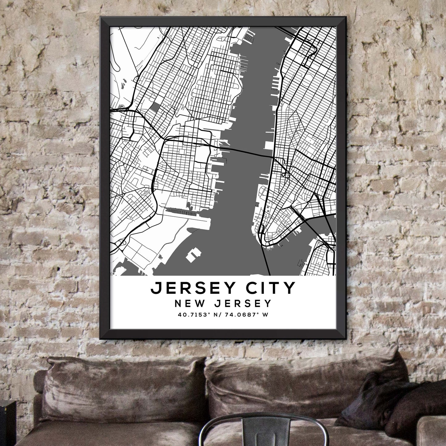 Jersey-City,New-Jersey Map Print