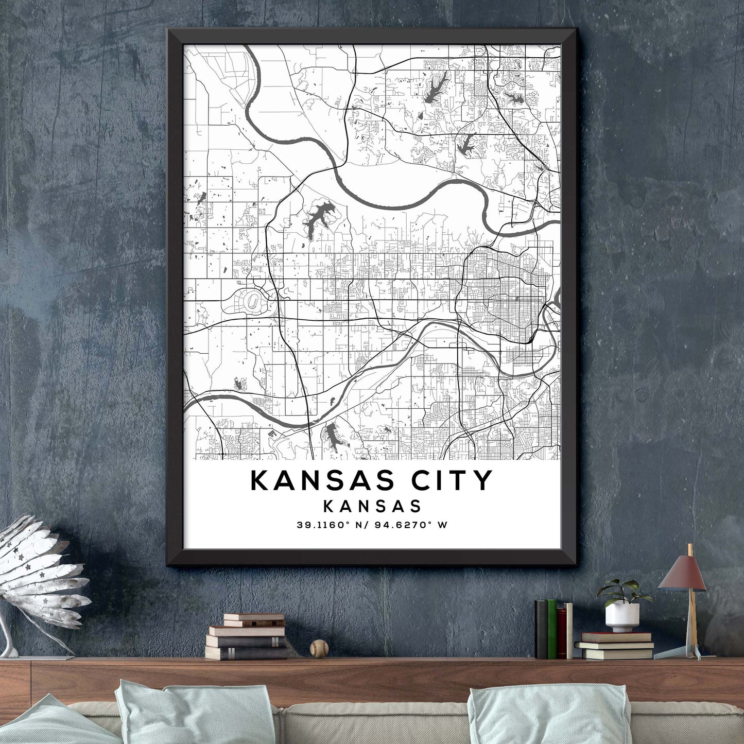 Kansas-City,Kansas Map Print