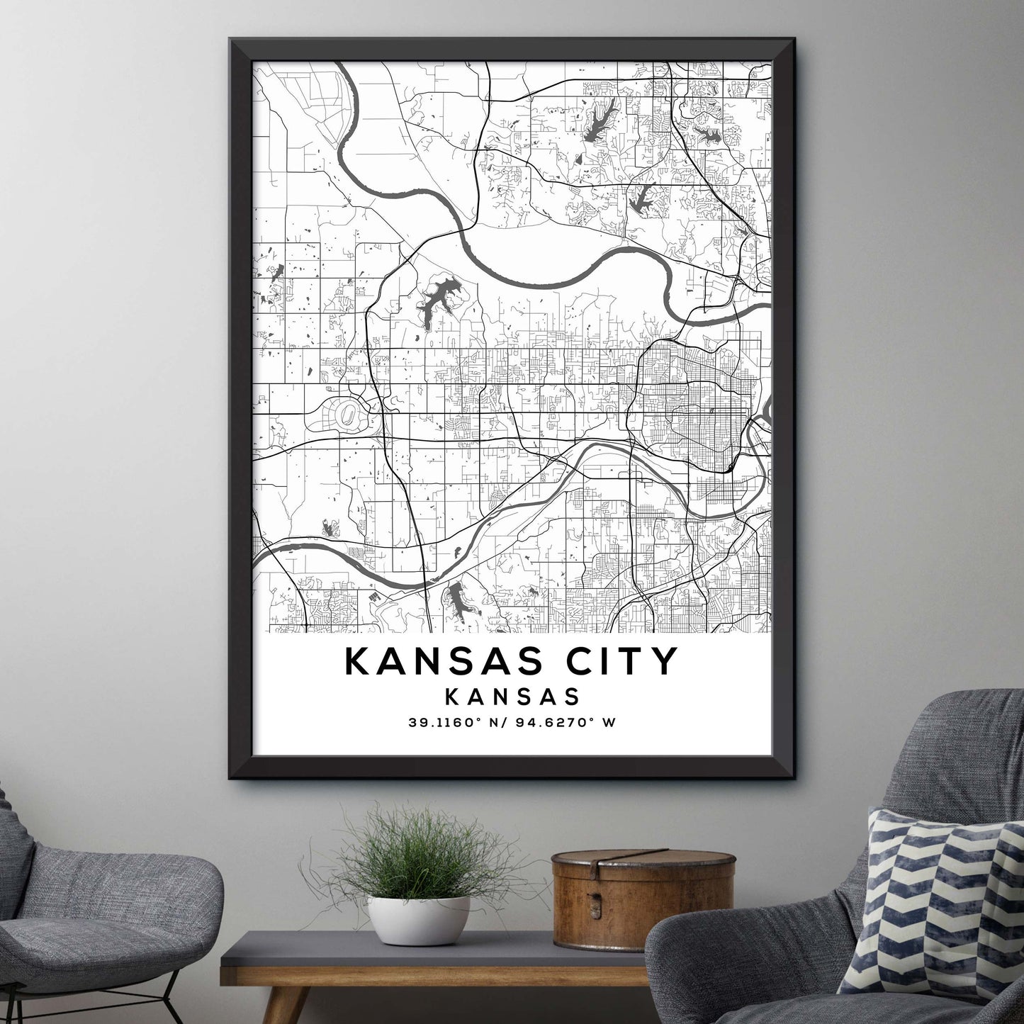 Kansas-City,Kansas Map Print