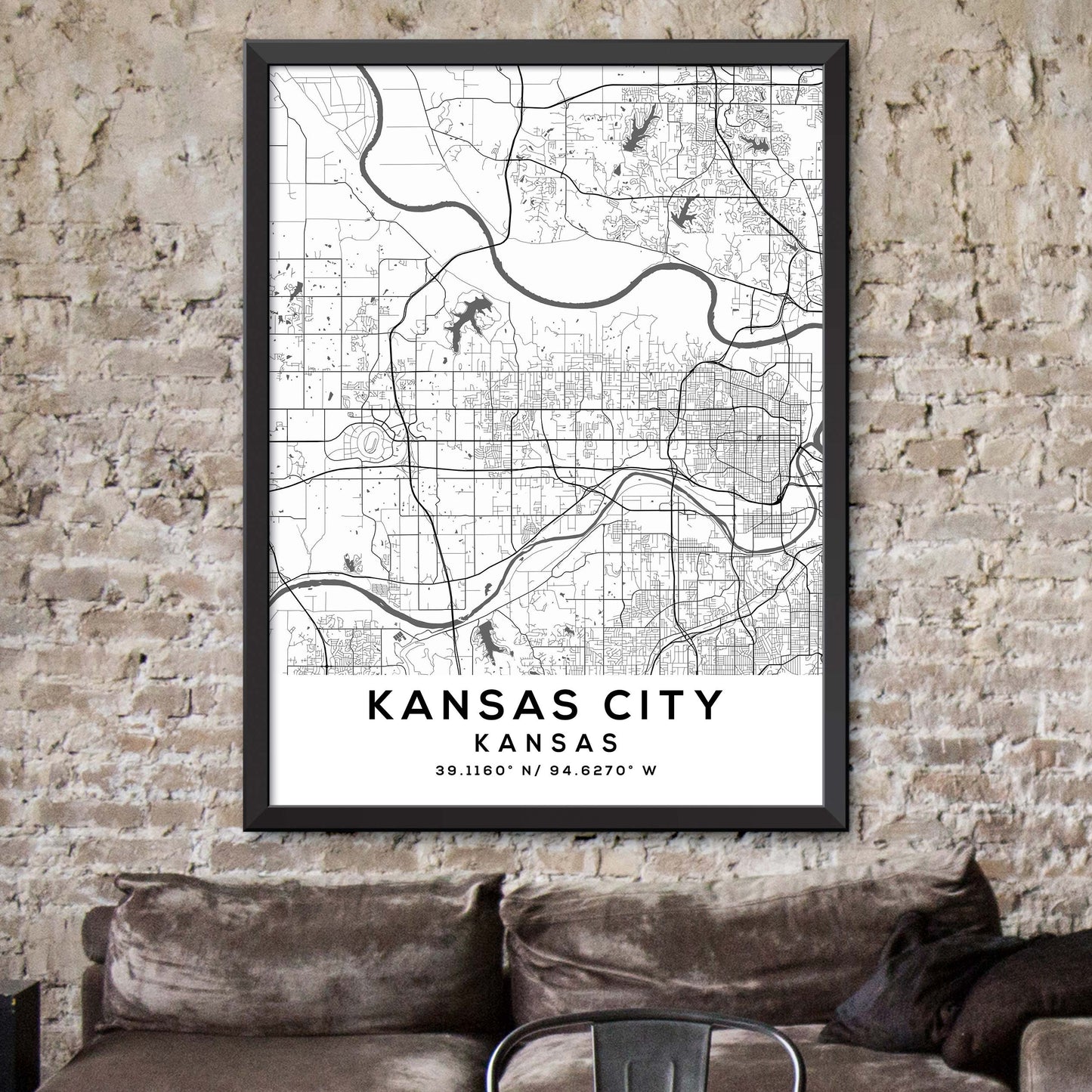 Kansas-City,Kansas Map Print