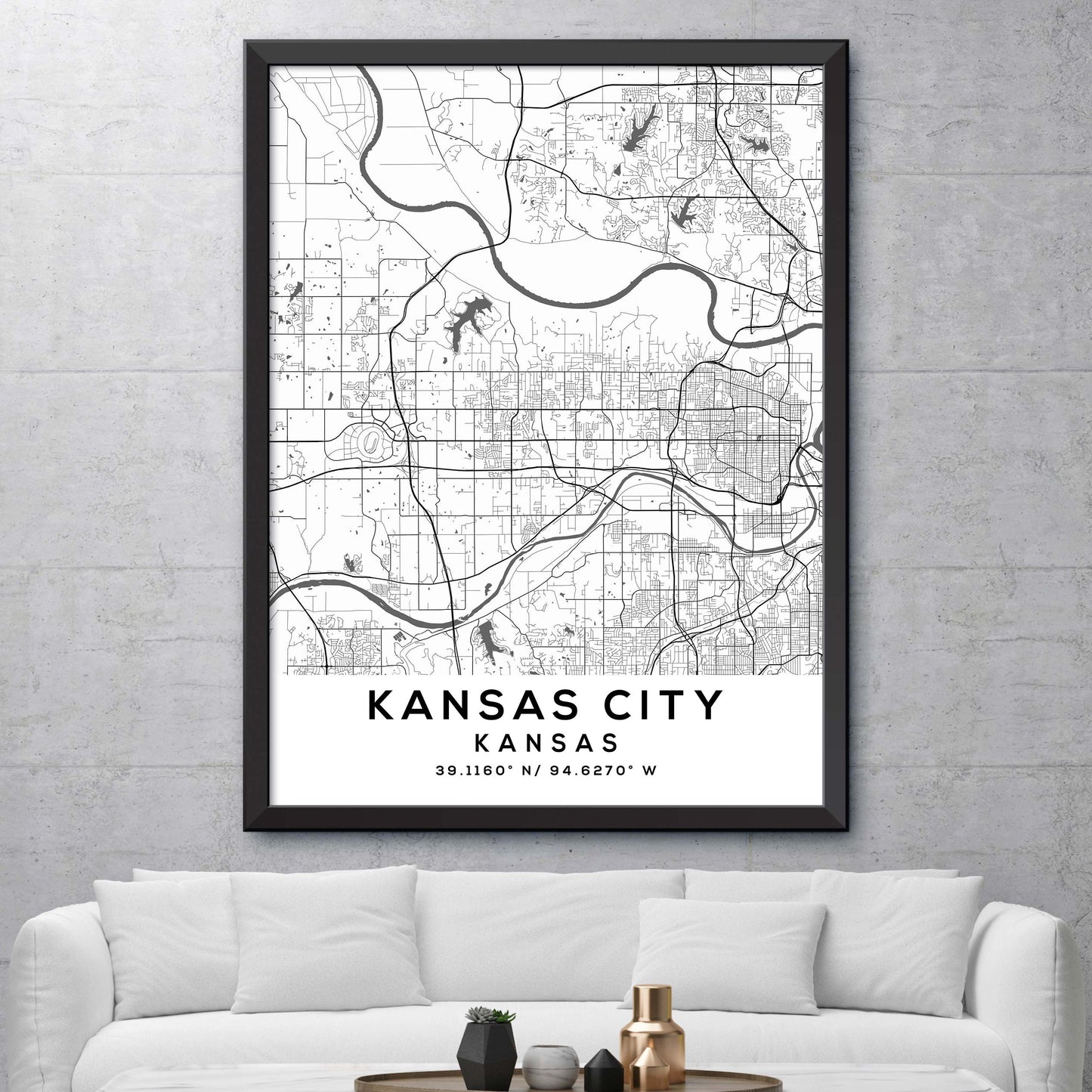 Kansas-City,Kansas Map Print