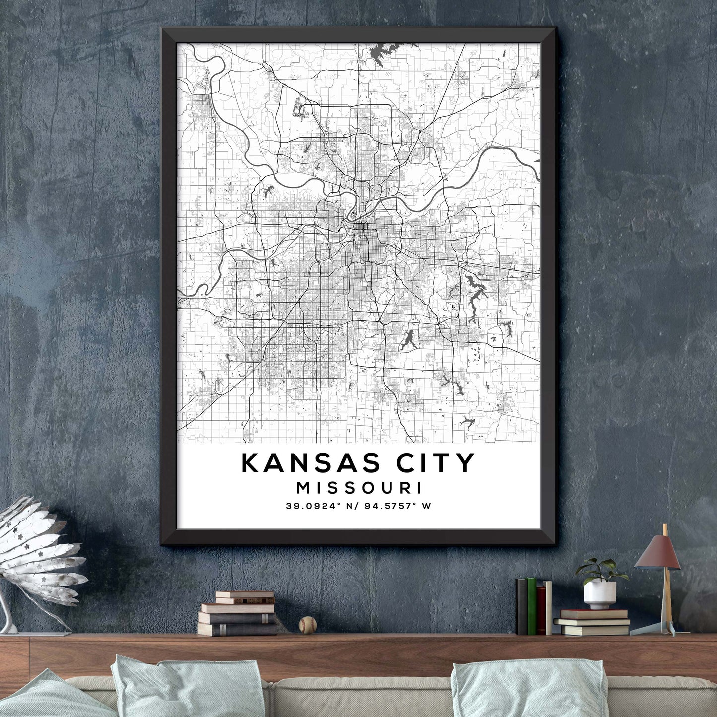 Kansas-City,Missouri Map Print