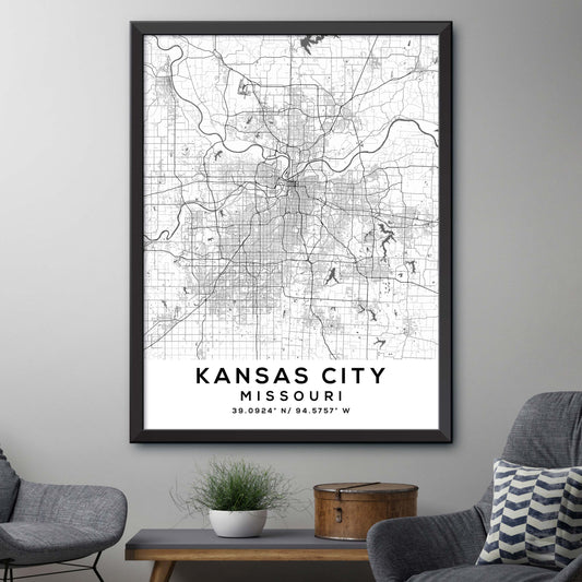 Kansas-City,Missouri Map Print