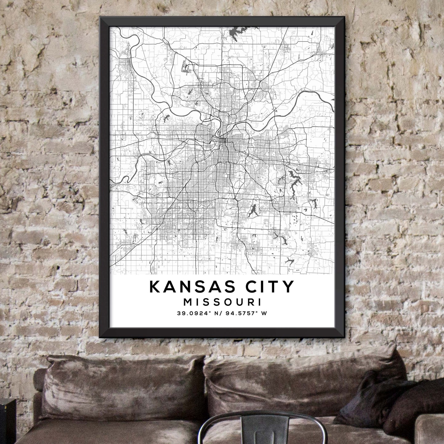 Kansas-City,Missouri Map Print