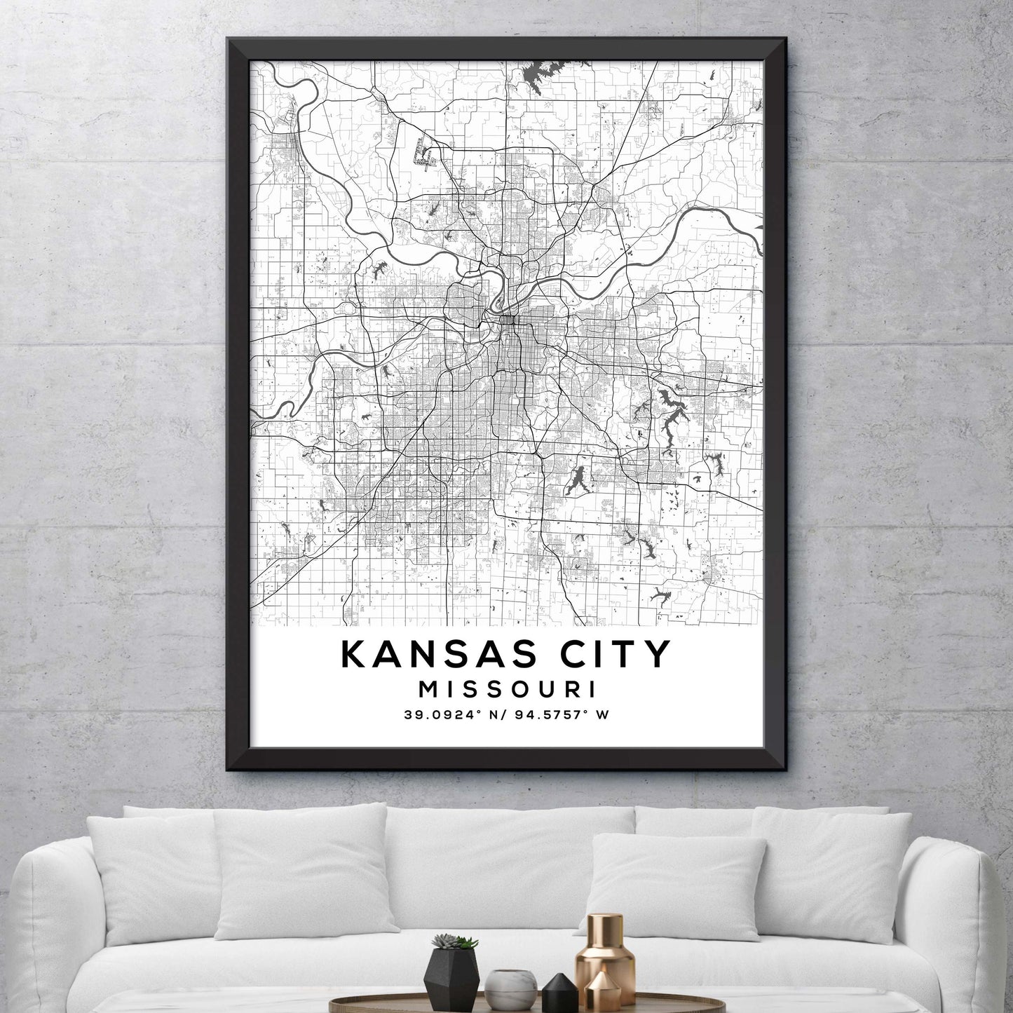 Kansas-City,Missouri Map Print