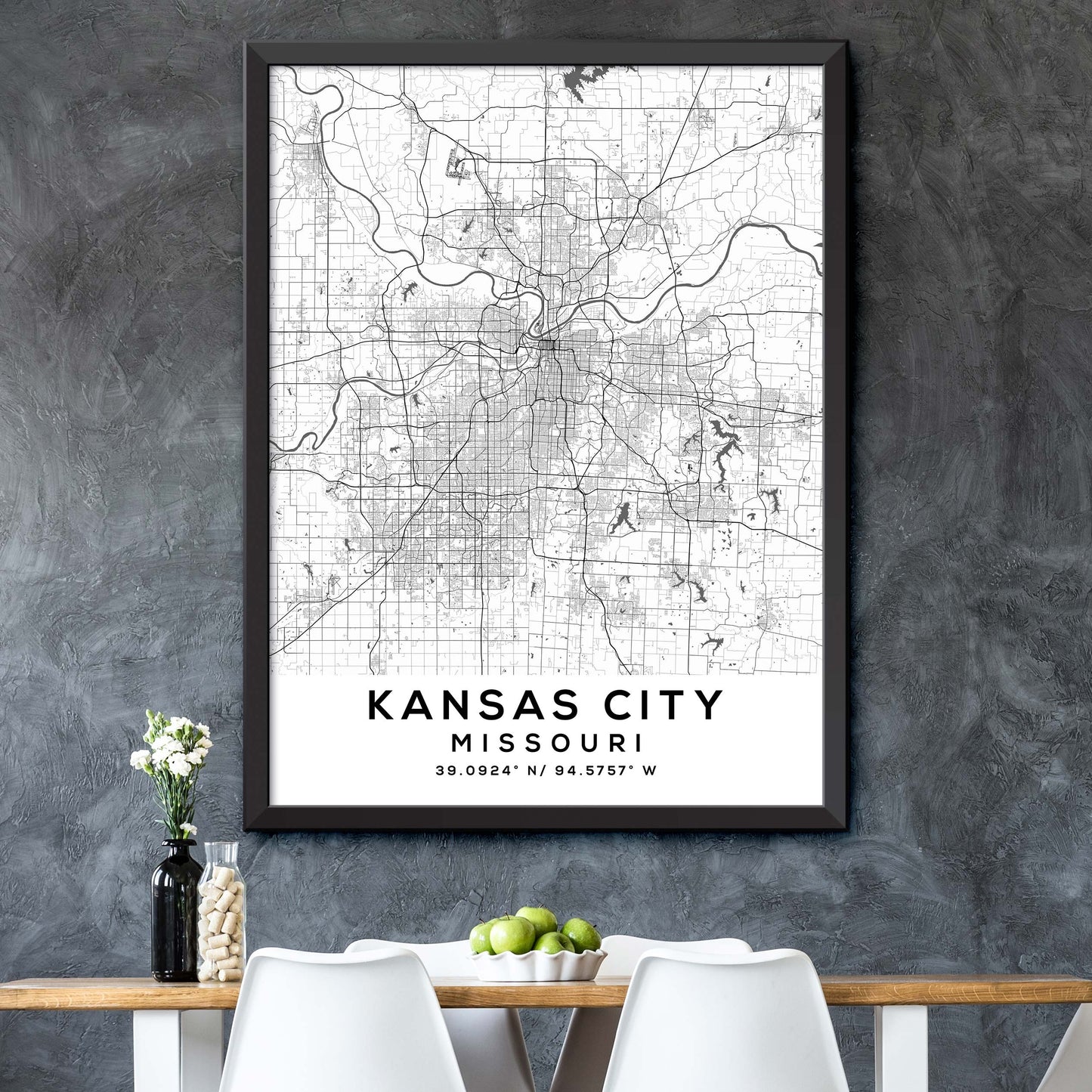 Kansas-City,Missouri Map Print